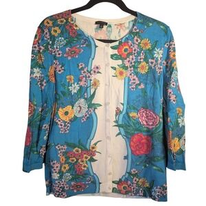 Women's Large Floral Talbots Button Cardigan Lightweight Twee Cottagecore Preppy